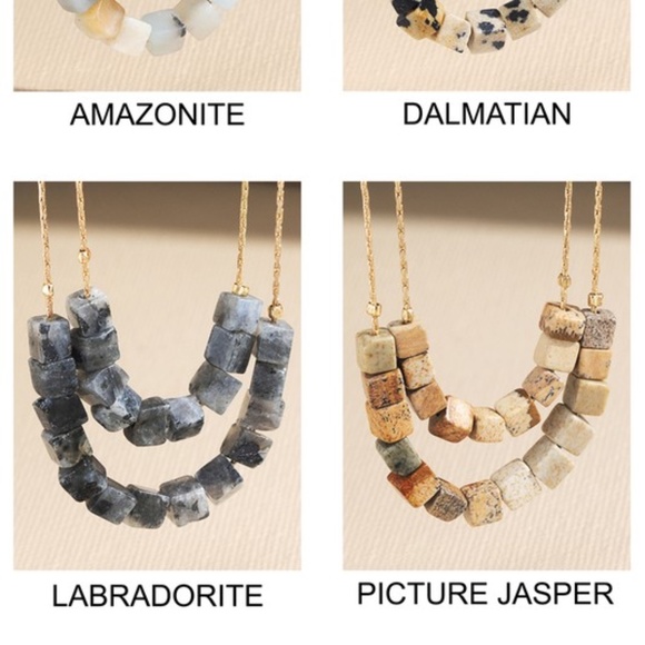 SOLD OUT Picture Jasper Cube Natural Stone Double Layer Necklace - Picture 4 of 4